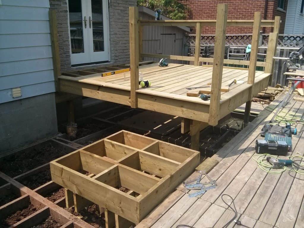 outdoor deck being built